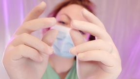 Nurse Arya Grander teases with latex gloves