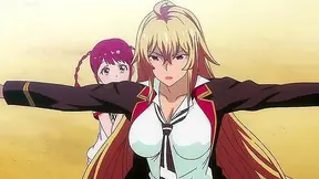 Bikini Tearing Heat: Busty Anime Babes Clash in Sultry Beach Duel