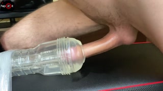 Man Moaning Loud While Fucking Clear Fleshlight And Cums Inside - 4K