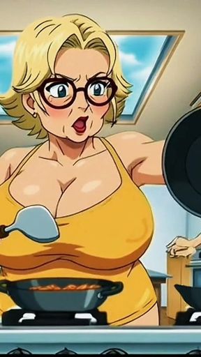 Hentai Granny Gets Double Hot Love for Breakfast