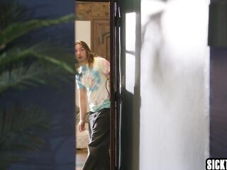 Asian girl swallowed big schlong and hot teen enjoyed hardcore three-some sex after oral pleasure-sex