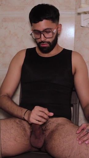 Camilo Brown Intensely Edging His Big Cock Shooting His Cum Multiple Times and Squirting on His Black Shirt