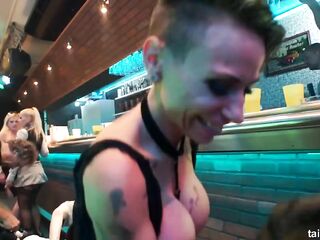 Lesbo pornstars masturbating their snatches in public