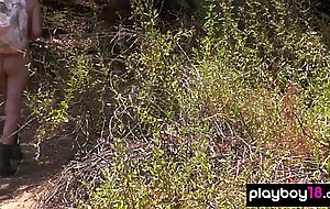 Amateur cougar housewives take a sunbath in the forest