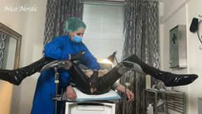 A nice anal stretch for my new patient on the gynecological chair