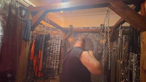 Part 3:- Zar's first session in the dungeon with Lanista Bear including cumshot!