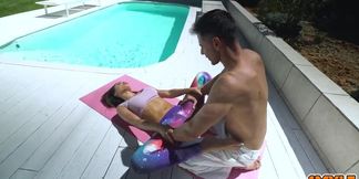 Busty milf fucks her yoga instructor and makes him cum so rough