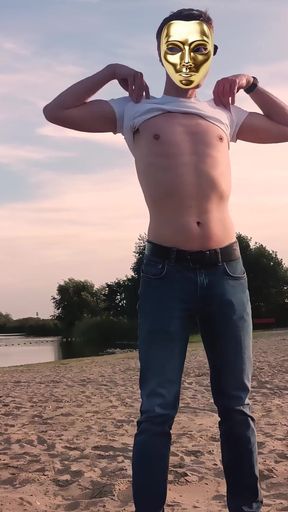Twink on Forbidden Non Nudist Beach Secretly Naked 4K! Teenager Exhibitionism Goldenelixxxir!