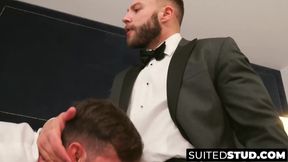 Sexy butlers swallow my load and take my cock