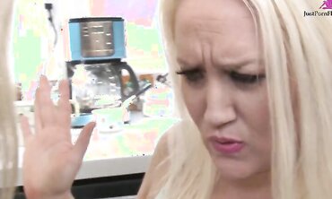 Blonde Babe Alana Evans Comforts Her Neighbor by Eating Her Out