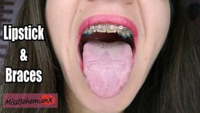 Lipstick and Braces - Mouth Tour with Kisses and Saliva - Upclose Brackets - MissBohemianX - SD MP4