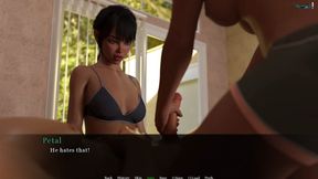 The two women share his penis and play.