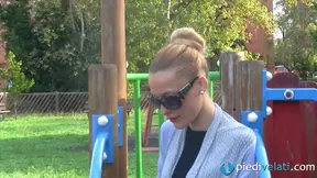 Lovely Blonde Seductress Shows Off Her Feet Fetish Fantasies Publicly