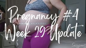 Pregnancy #4 Week 29 Update - A candid pregnancy scene featuring Belly Fetish, Growing Belly, Workout Clothes & Belly Button Fetish ft MILF Sassypantz