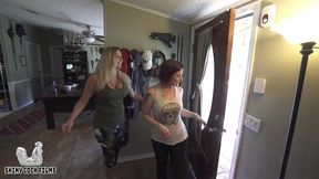two hot, horny housewife milfs seduce and cheat with pizza delivery guy - shiny cock films - jane cane - coco vandi