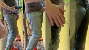 Guy Is Desperate to Pee, Tries to Hold it and to Hide From His Friend, but Wets His Pants