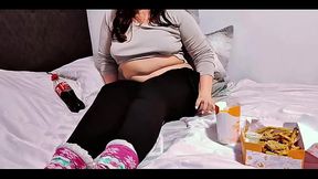 Rounding Up Her Face with More Chicken Fast Food