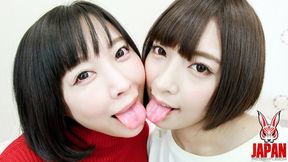 Lesbian Magic: Arisa and Miku's Sensual Tongue Kiss