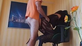 Multi-Orgasmic Office Worker's Hairy Pussy Leaks with Cum