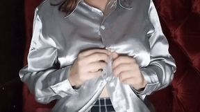 Mesh stockings vibe in ass on sofa