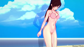 Rental Girlfriend: Chizuru gives great blowjob and rides at the beach