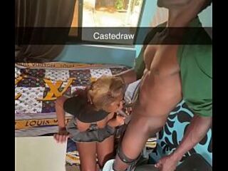 Stuffing his giant knob in her throat