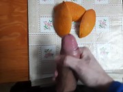 big cock cumshot on orange