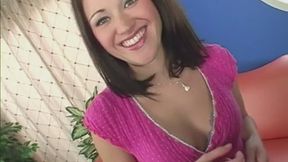 Slender brunette doll eats cum after hot fuck