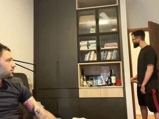 Sucking weenie after getting caught wanking