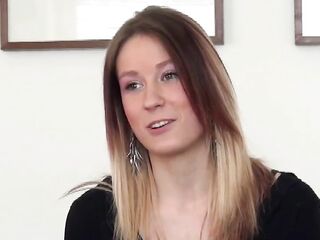 A beautiful hungarian gal with constricted fit body does a casting
