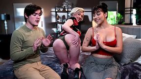 MILF Dee Williams teaches stepson Tyler and petite Lilith anal in a hot threesome