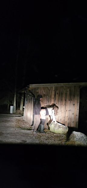 Stranger Dogging his wife outdoors