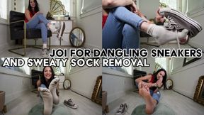 JOI for Dangling Sneakers and Sweaty Sock Removal - masturbation instructions, bare feet, pedicured soles, sock fetish, Converse sneakers - 4K MP4