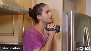 Muscular mens kitchen encounter: deepthroat, fucking, and facial with diego sans and roman todd