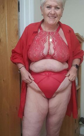 Morning boys! Lady in red today!