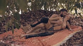 Dark-haired Bombshell Gets Fucked In The Woods With Sandee Westgate And Jared Grey