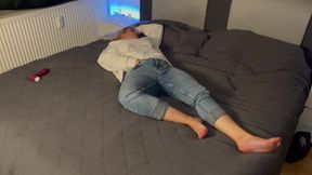 Masturbation in the head cinema multiple orgasms satisfyer fingering wet on bed clitoris rubbing solo voice Time for me