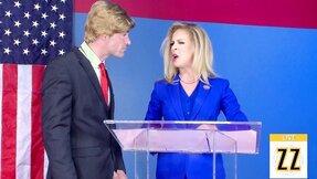 Blonde woman is fucking her political opponent