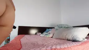 Naughty sexy milf trying on naked clothes  Sexy hairy latina trying on clothes in bed