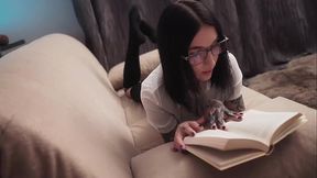 Skinny tattooed solo babe plays with toys in tight pussy and ass