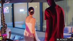 Insatiable beach babe Octokuro gets double penetrated by two big black cocks