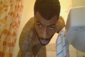 dark fellow wanking With His large pecker