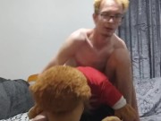 Skinny lad rides the hell out of his teddy bear asmr