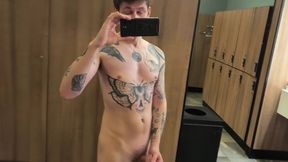 RISKY Wank Off in the Locker Guest room Bathroom NEARLY CAUGHT IN THE SAUNA