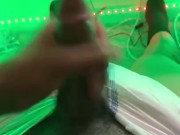 Diapered Trans Girl jerks off in diaper with RGB lights