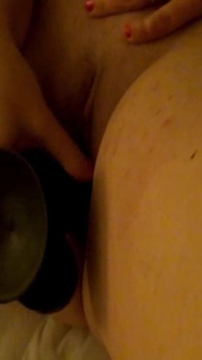 First Time Sucking Inserting Large BBC Dildo