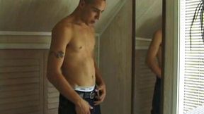 This tattooed hottie wants us to watch him jerk off. Bradley comes in and immediately takes charge of the task at hand. He starts a porn video, lubes up his dick and strokes out a healthy cum load all over mirror.