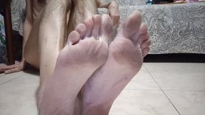 Dirty feet, hairy ass and flabby cock