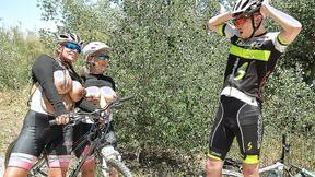 ”Two sexy titty Stepmommies ssuck & fuck a younger biker in the open air”