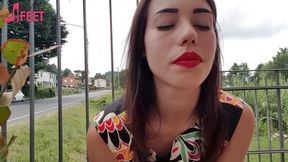 Brunette Petra smoking her ciggaretes outdoor